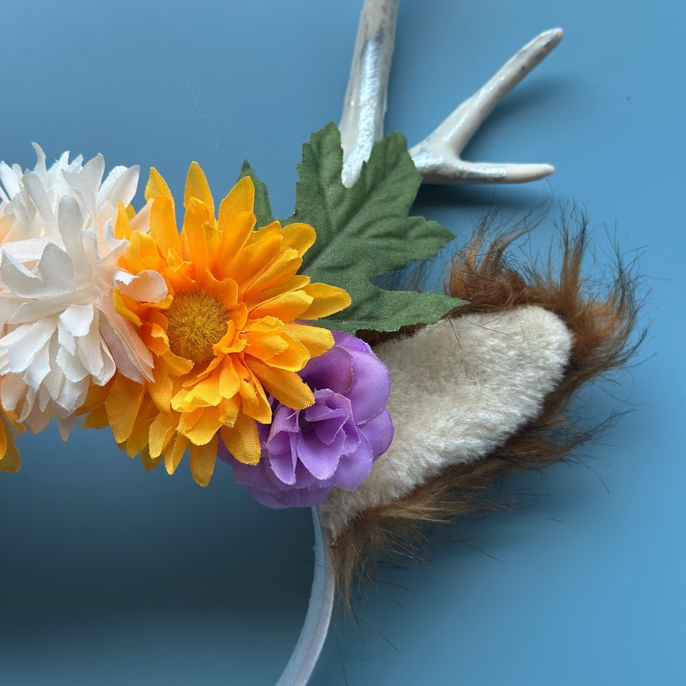Oh Deer! Floral Antler Headband with Ears - Picture 3 of 4